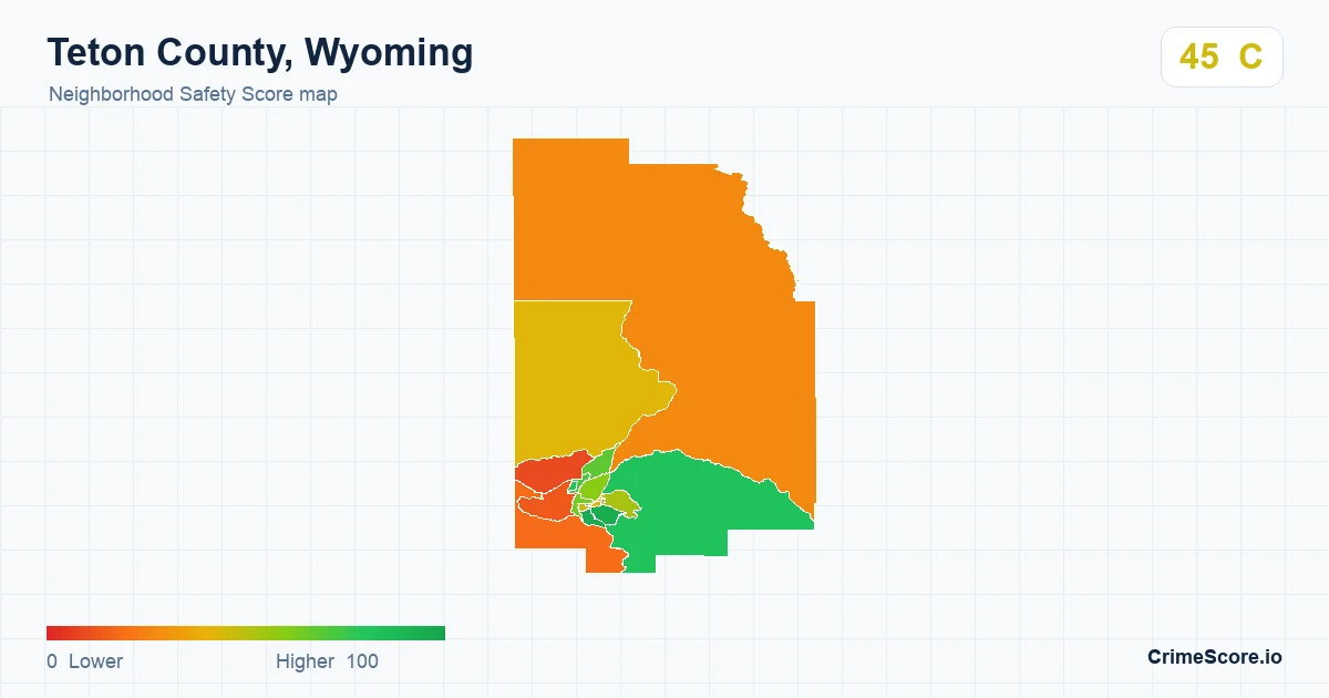 Teton County, Wyoming neighborhood Safety Score map by Census block group