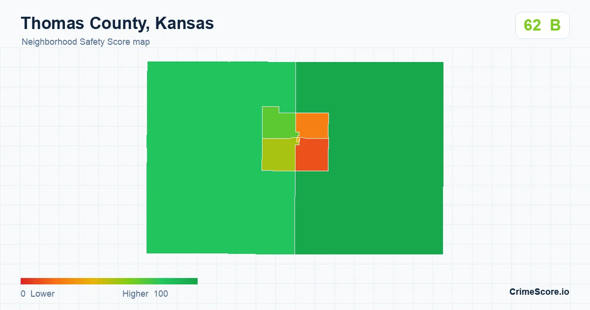 Thomas County, Kansas neighborhood Safety Score map by Census block group