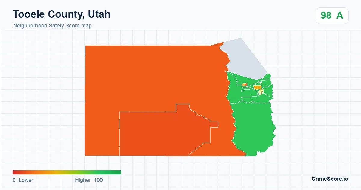 Tooele County, Utah neighborhood Safety Score map by Census block group