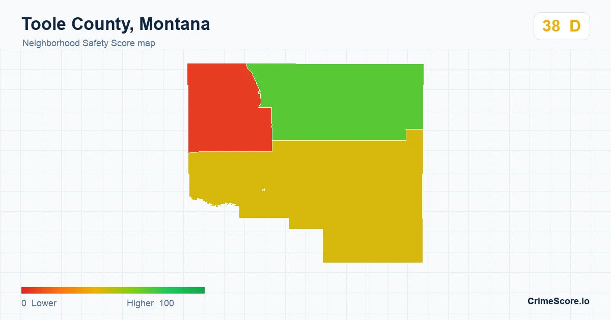 Toole County, Montana neighborhood Safety Score map by Census block group