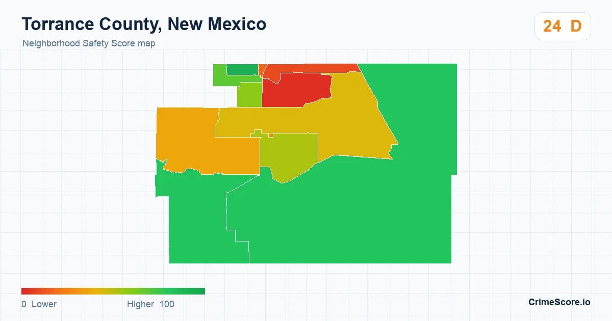 Torrance County, New Mexico neighborhood Safety Score map by Census block group