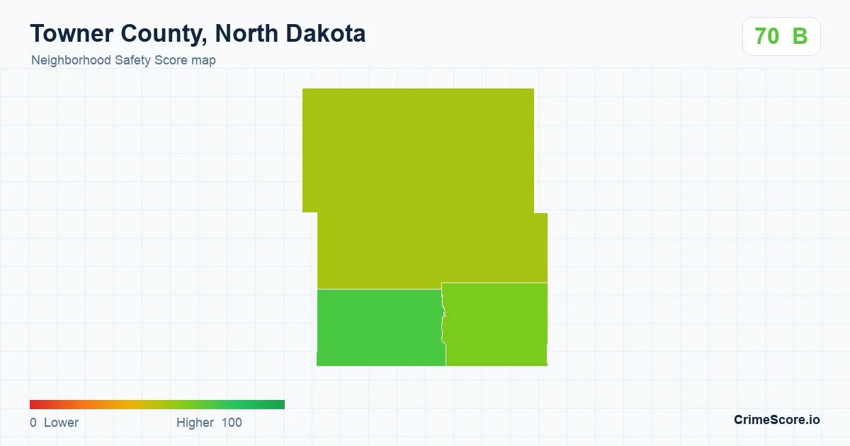 Towner County, North Dakota neighborhood Safety Score map by Census block group