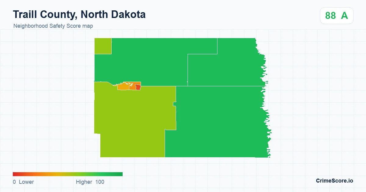 Traill County, North Dakota neighborhood Safety Score map by Census block group