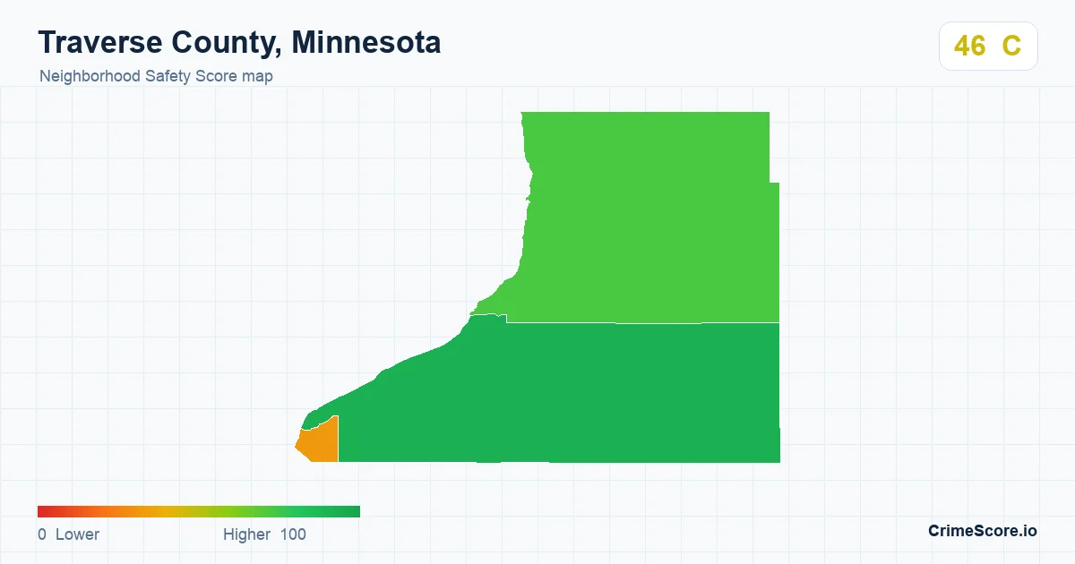 Traverse County, Minnesota neighborhood Safety Score map by Census block group