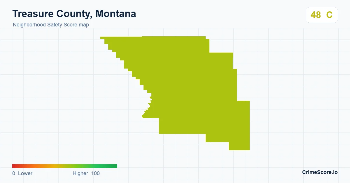 Treasure County, Montana neighborhood Safety Score map by Census block group