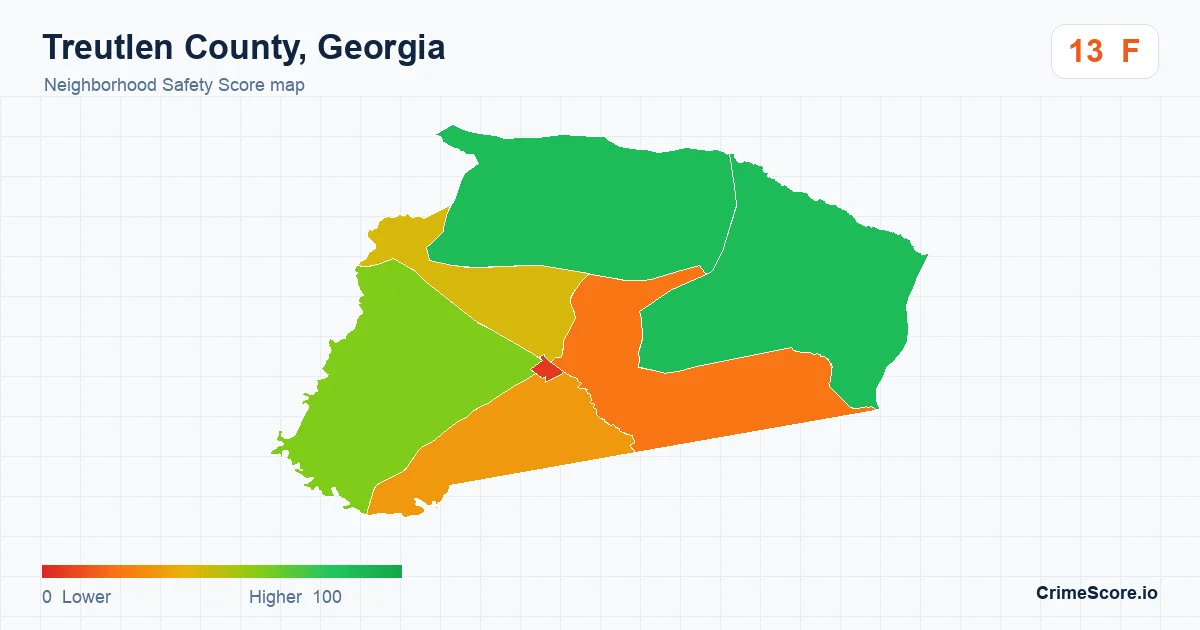 Treutlen County, Georgia neighborhood Safety Score map by Census block group