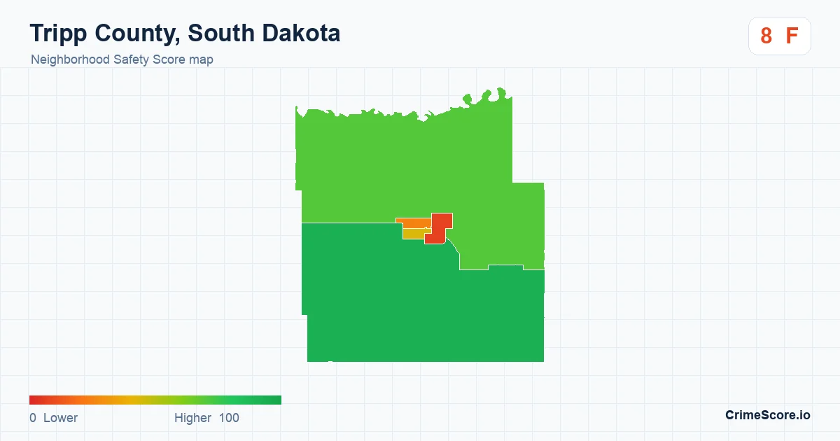 Tripp County, South Dakota neighborhood Safety Score map by Census block group