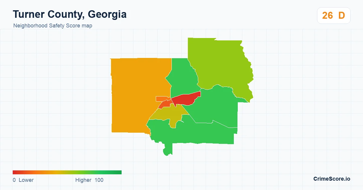 Turner County, Georgia neighborhood Safety Score map by Census block group