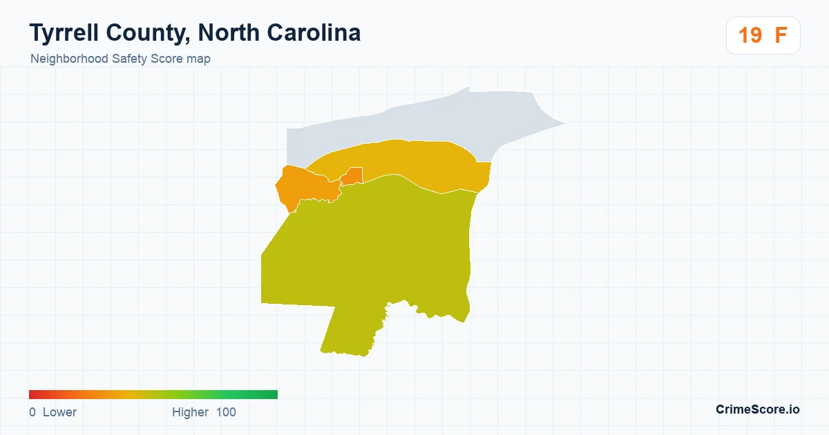 Tyrrell County, North Carolina neighborhood Safety Score map by Census block group