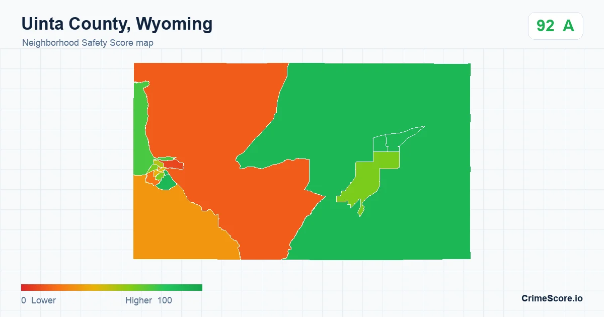 Uinta County, Wyoming neighborhood Safety Score map by Census block group
