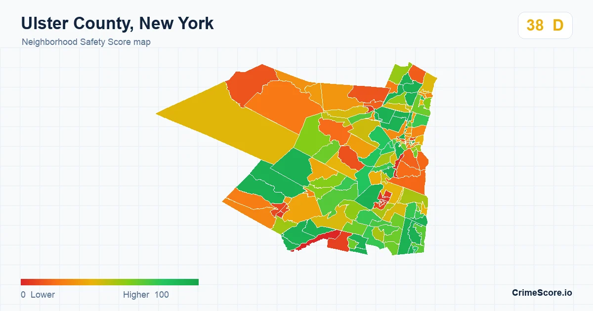 Ulster County, New York neighborhood Safety Score map by Census block group
