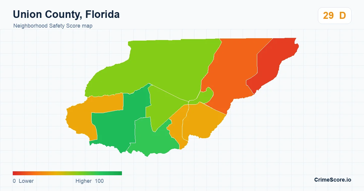 Union County, Florida neighborhood Safety Score map by Census block group