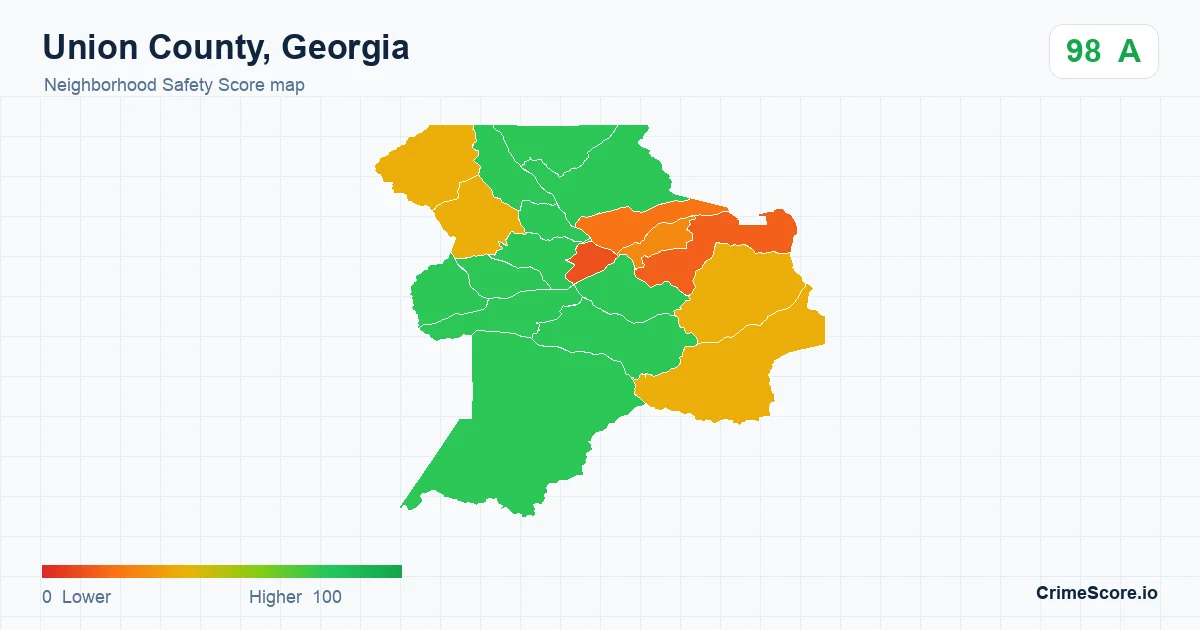 Union County, Georgia neighborhood Safety Score map by Census block group