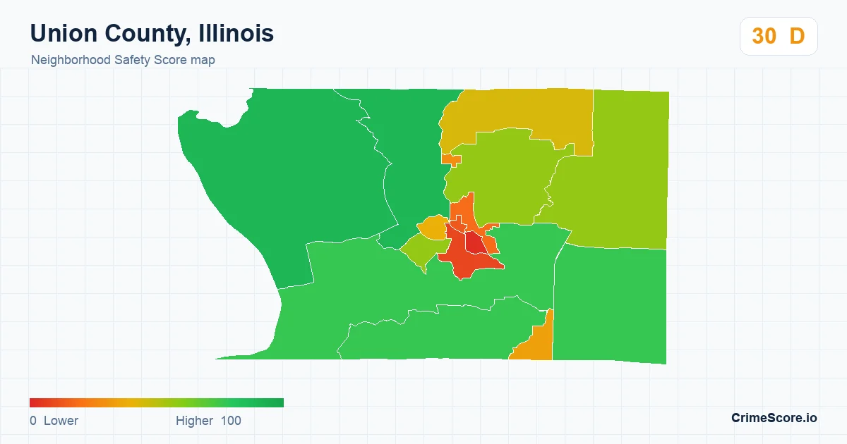 Union County, Illinois neighborhood Safety Score map by Census block group