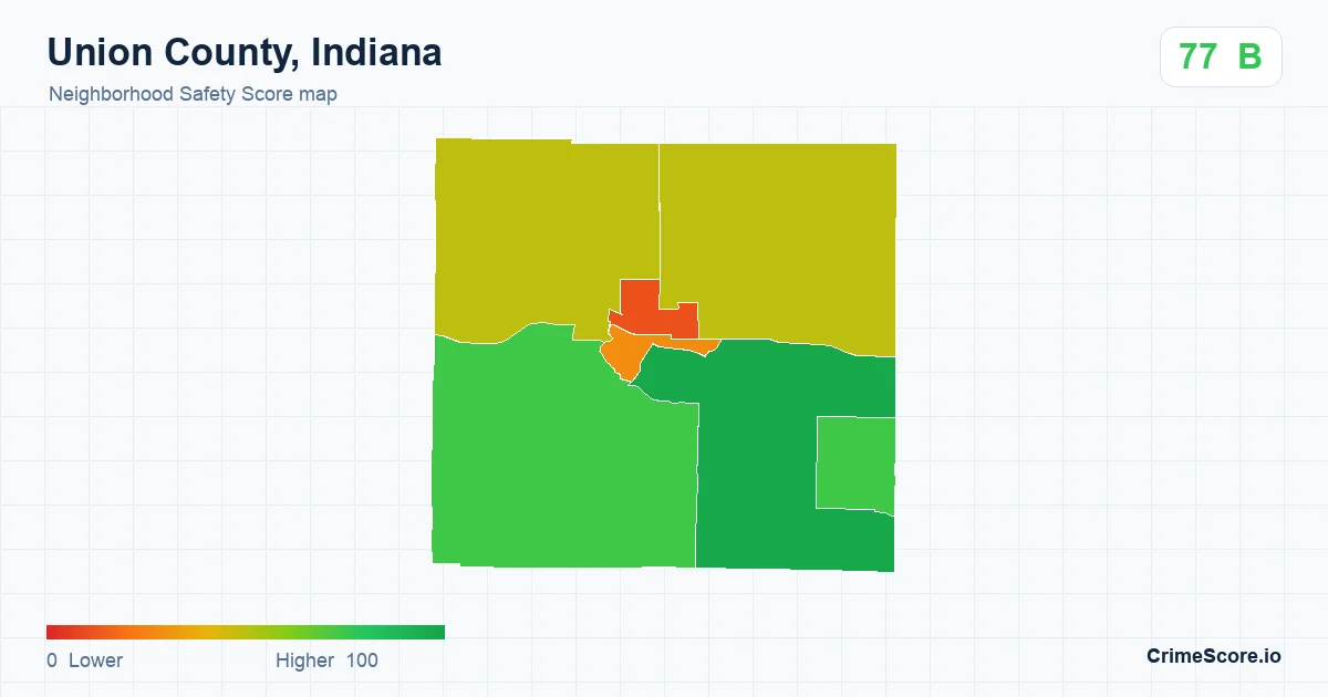 Union County, Indiana neighborhood Safety Score map by Census block group