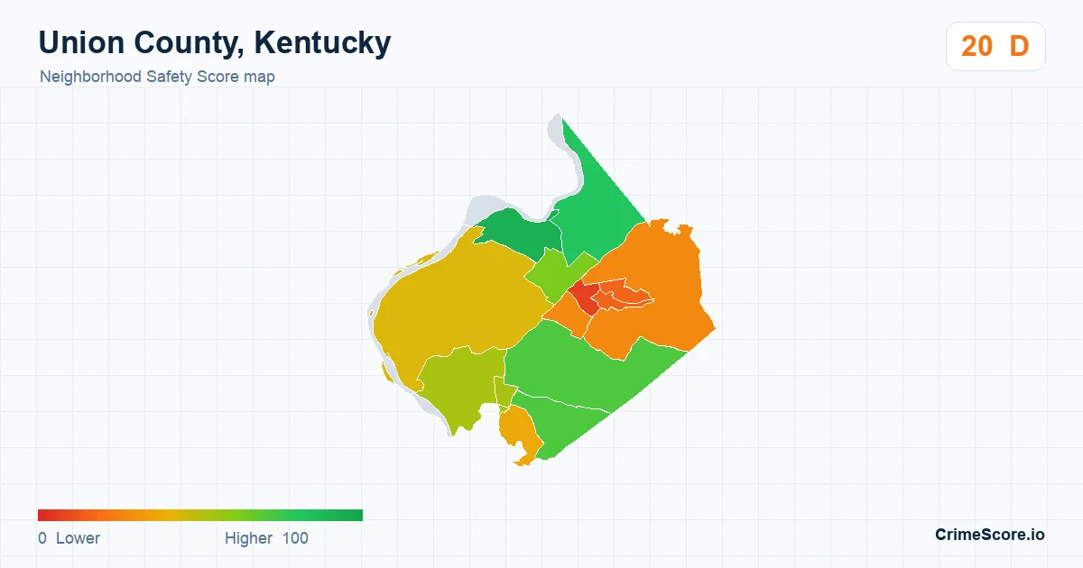 Union County, Kentucky neighborhood Safety Score map by Census block group