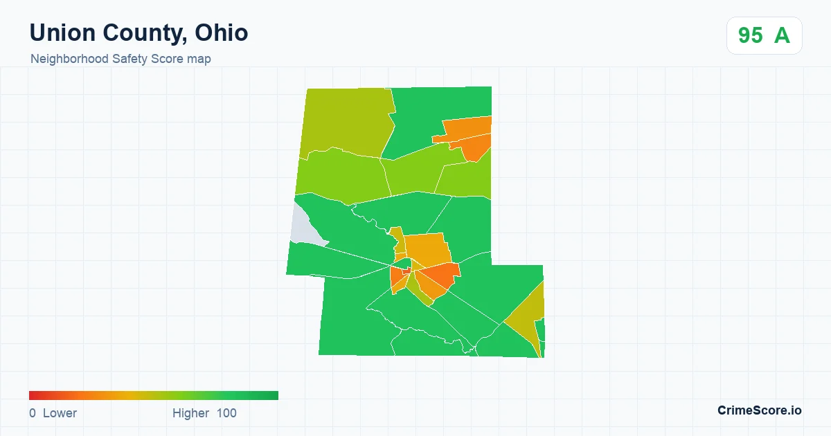 Union County, Ohio neighborhood Safety Score map by Census block group