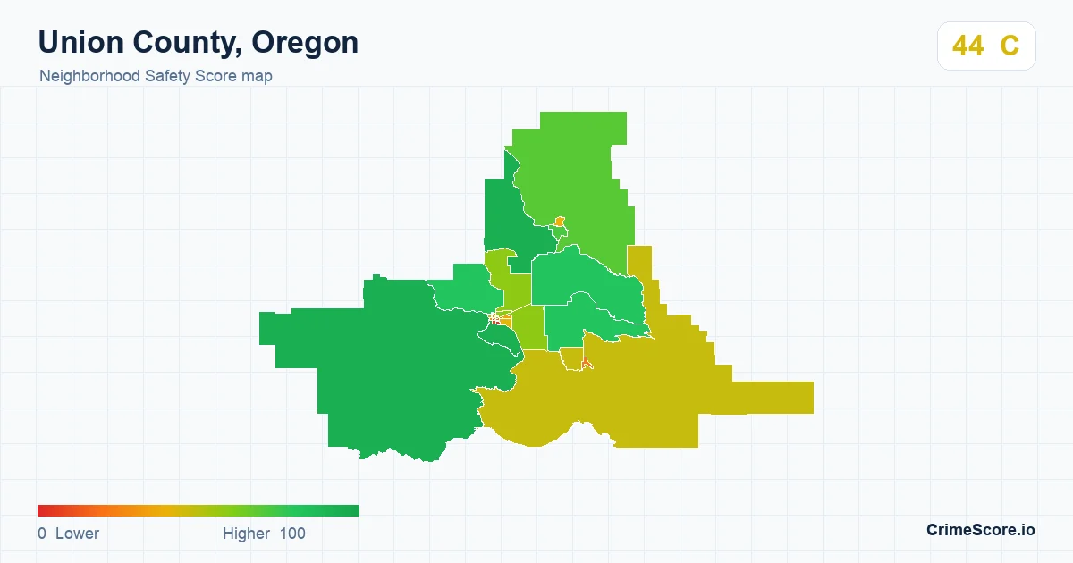 Union County, Oregon neighborhood Safety Score map by Census block group