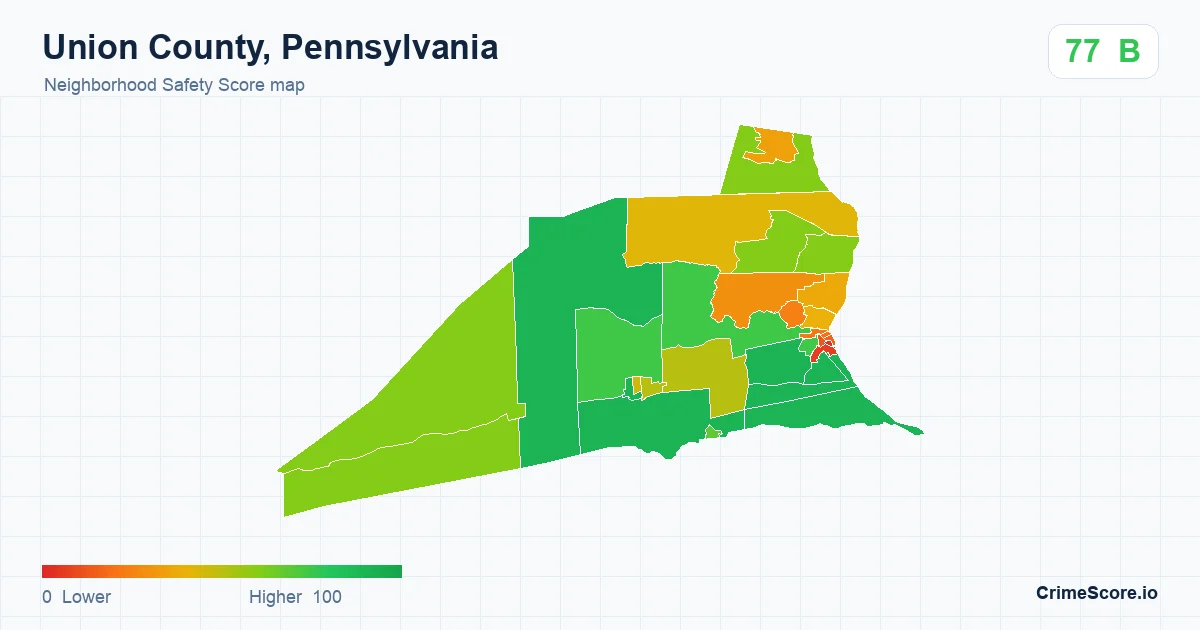 Union County, Pennsylvania neighborhood Safety Score map by Census block group