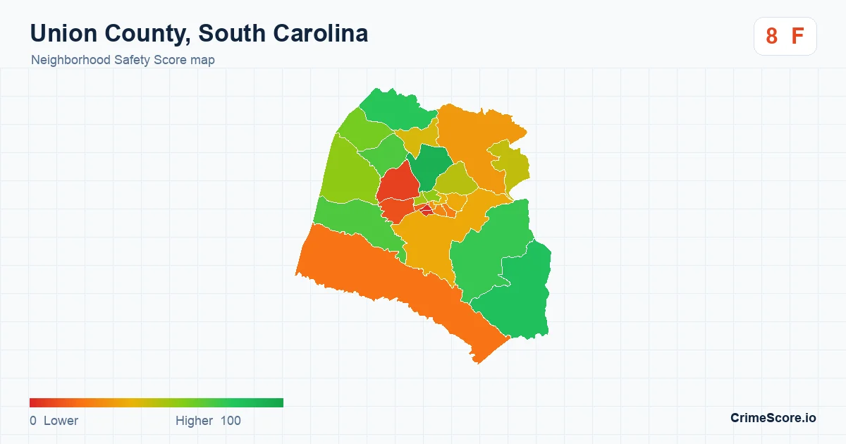 Union County, South Carolina neighborhood Safety Score map by Census block group