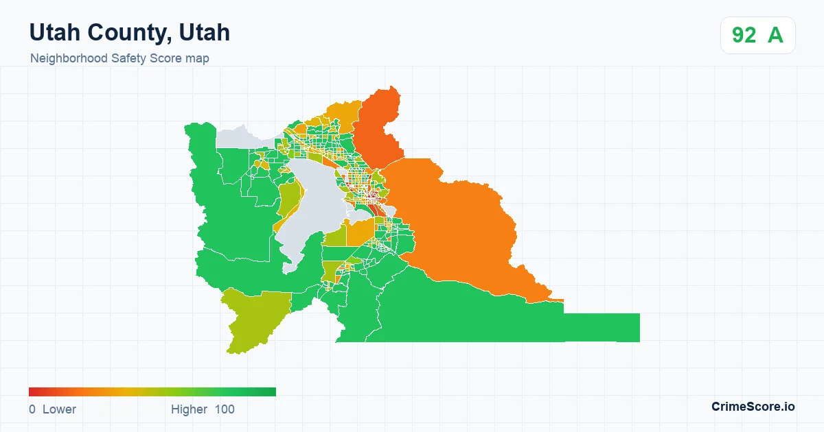 Utah County, Utah neighborhood Safety Score map by Census block group