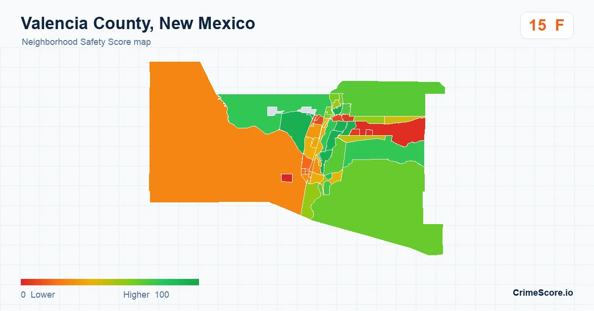 Valencia County, New Mexico neighborhood Safety Score map by Census block group