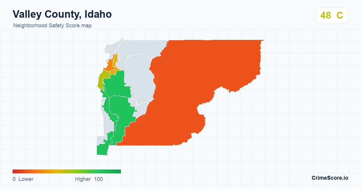 Valley County, Idaho neighborhood Safety Score map by Census block group