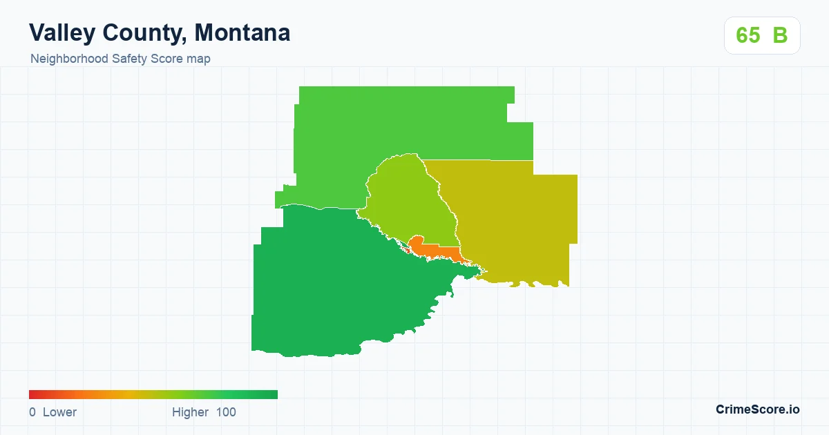 Valley County, Montana neighborhood Safety Score map by Census block group