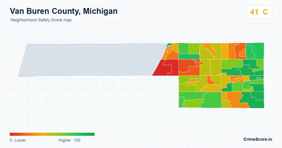 Van Buren County, Michigan neighborhood Safety Score map by Census block group