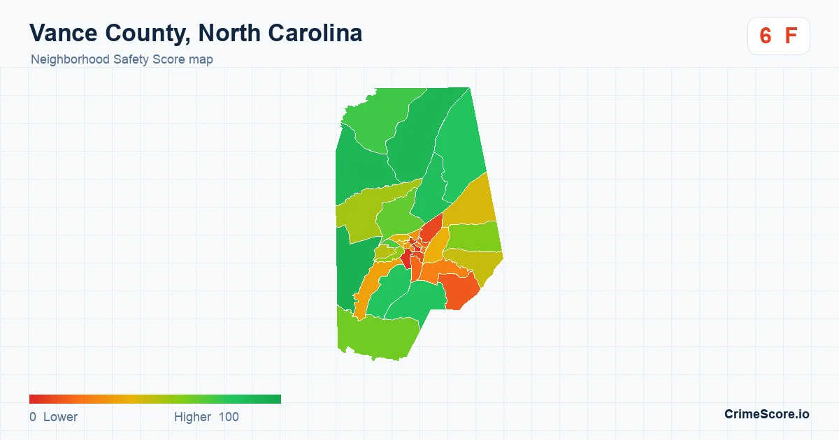 Vance County, North Carolina neighborhood Safety Score map by Census block group