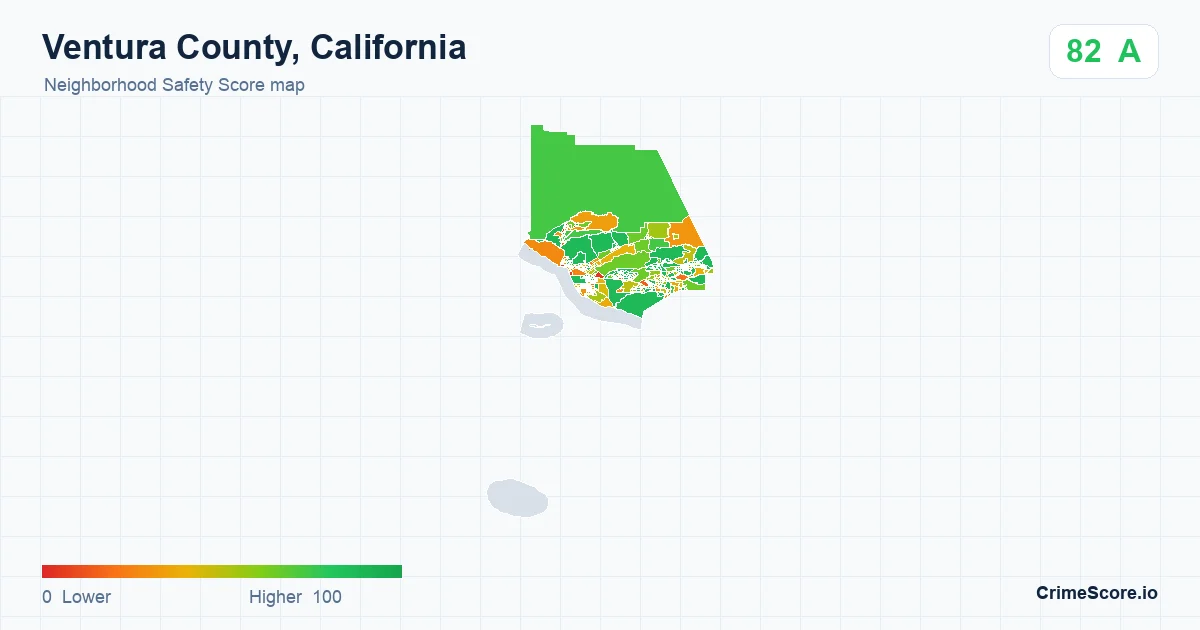 Ventura County, California neighborhood Safety Score map by Census block group