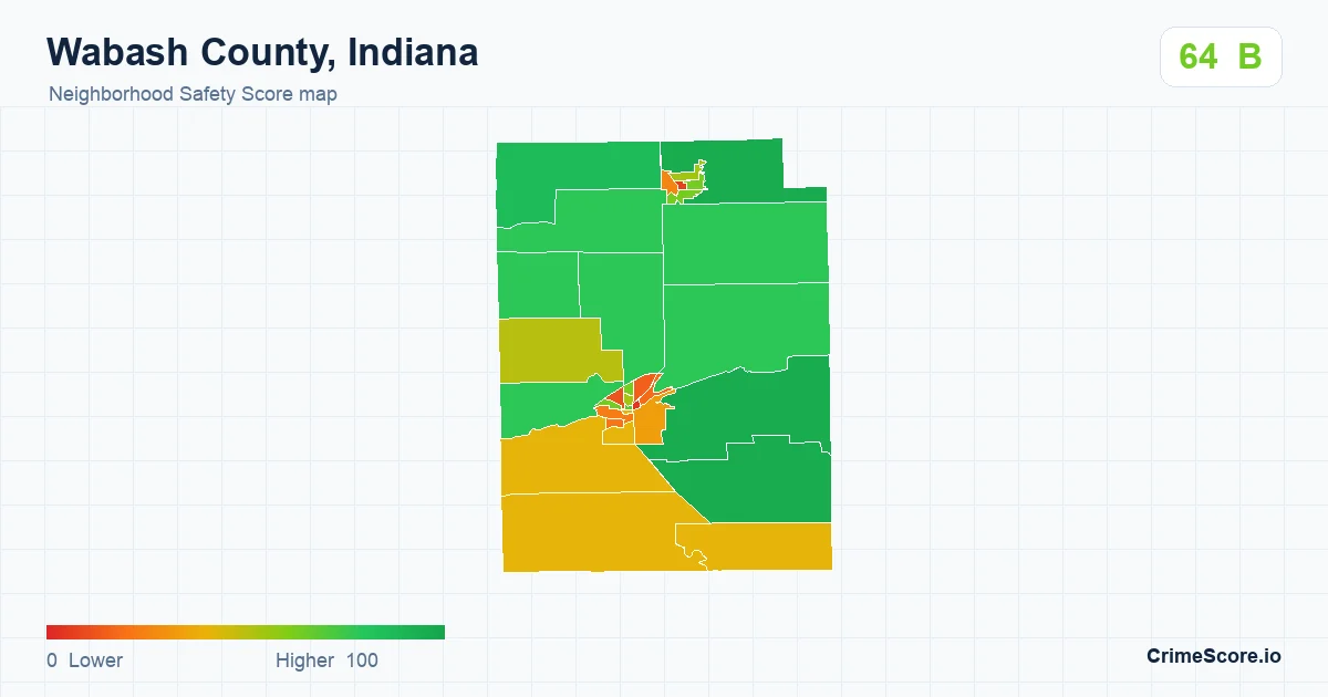 Wabash County, Indiana neighborhood Safety Score map by Census block group