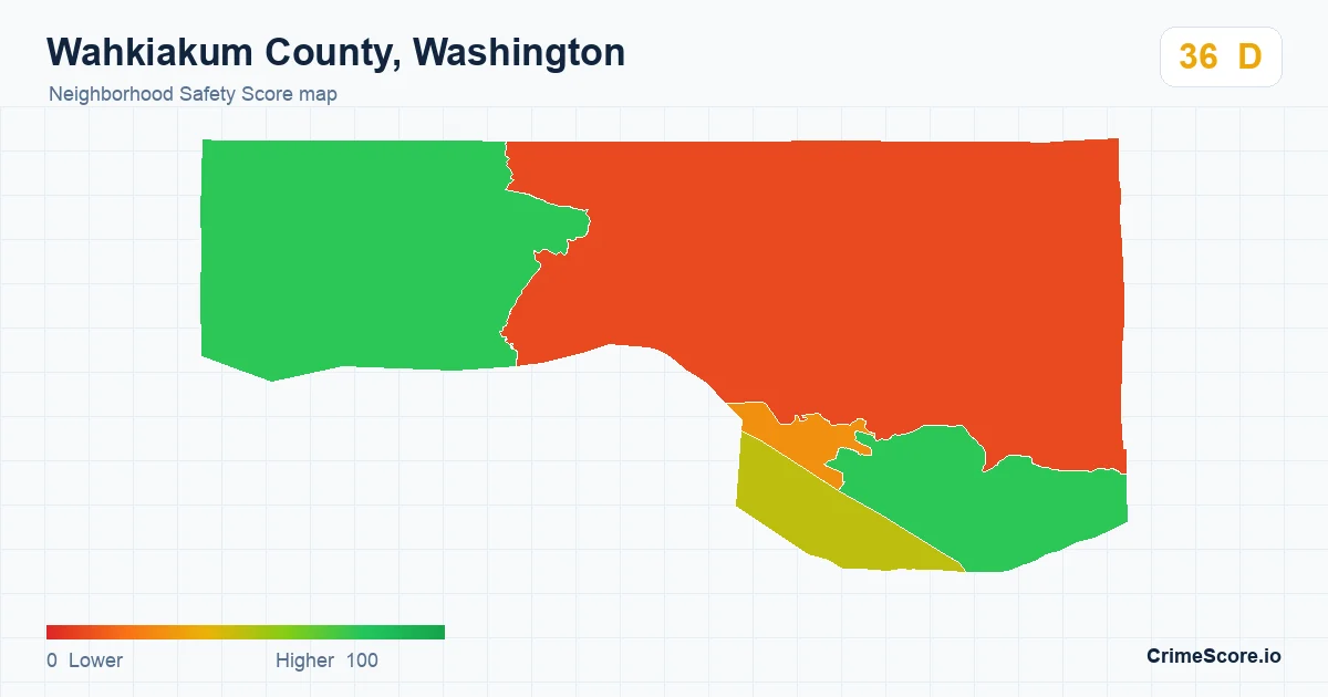 Wahkiakum County, Washington neighborhood Safety Score map by Census block group