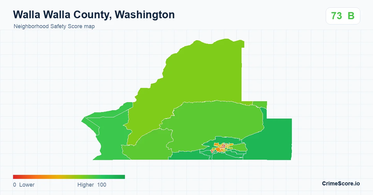 Walla Walla County, Washington neighborhood Safety Score map by Census block group