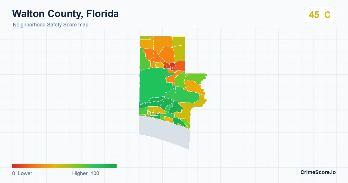 Walton County, Florida neighborhood Safety Score map by Census block group