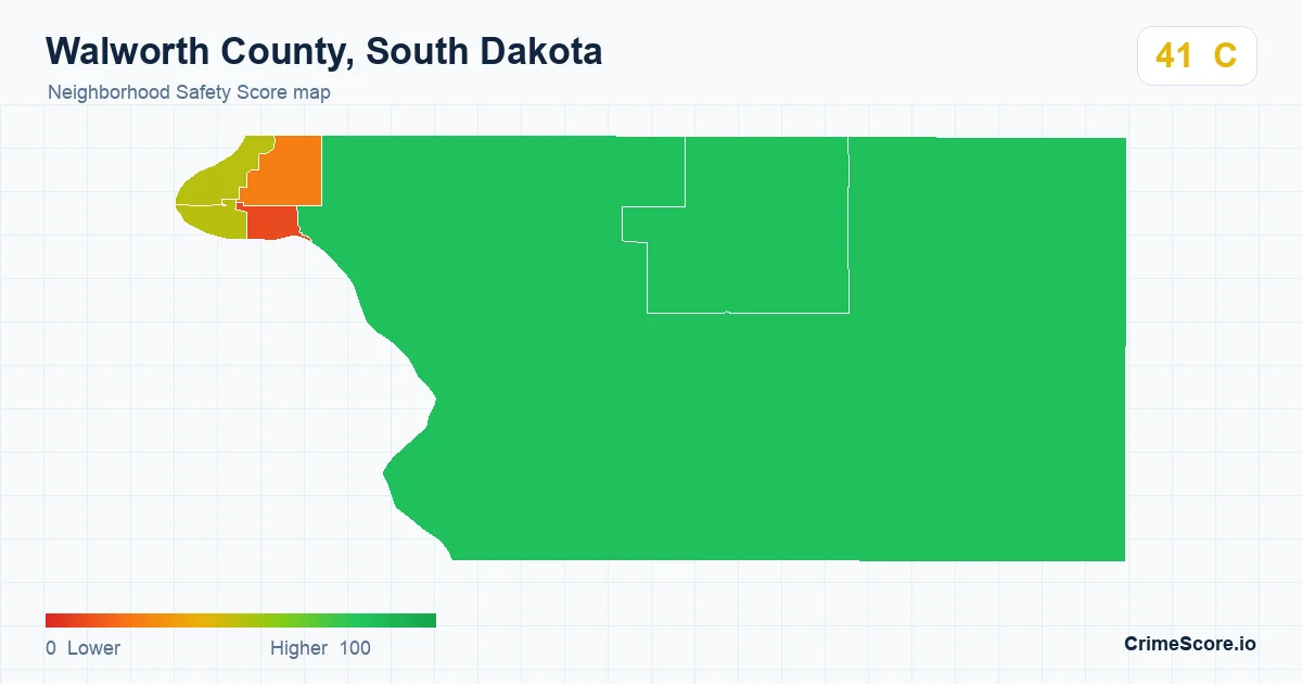 Walworth County, South Dakota neighborhood Safety Score map by Census block group
