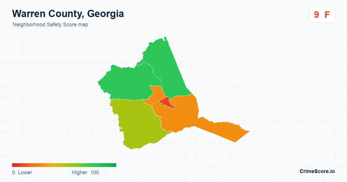 Warren County, Georgia neighborhood Safety Score map by Census block group