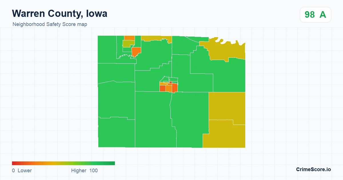 Warren County, Iowa neighborhood Safety Score map by Census block group