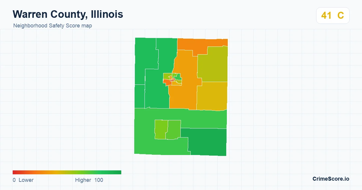 Warren County, Illinois neighborhood Safety Score map by Census block group