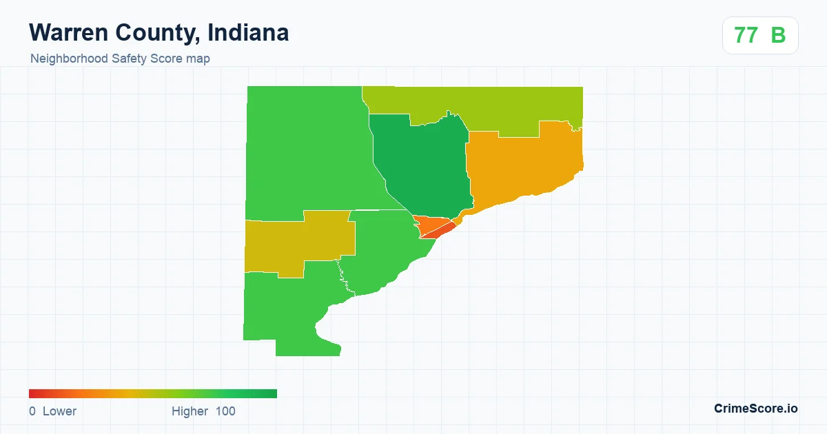 Warren County, Indiana neighborhood Safety Score map by Census block group