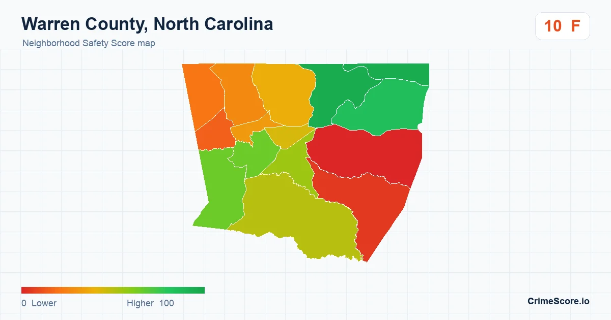 Warren County, North Carolina neighborhood Safety Score map by Census block group