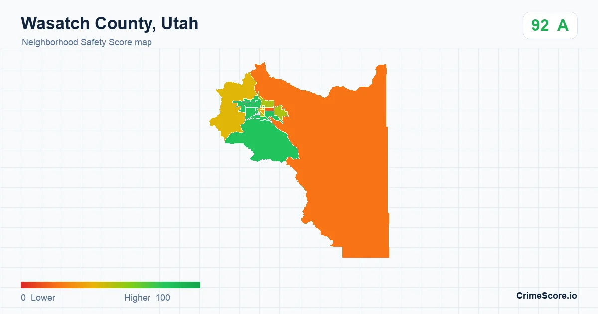 Wasatch County, Utah neighborhood Safety Score map by Census block group