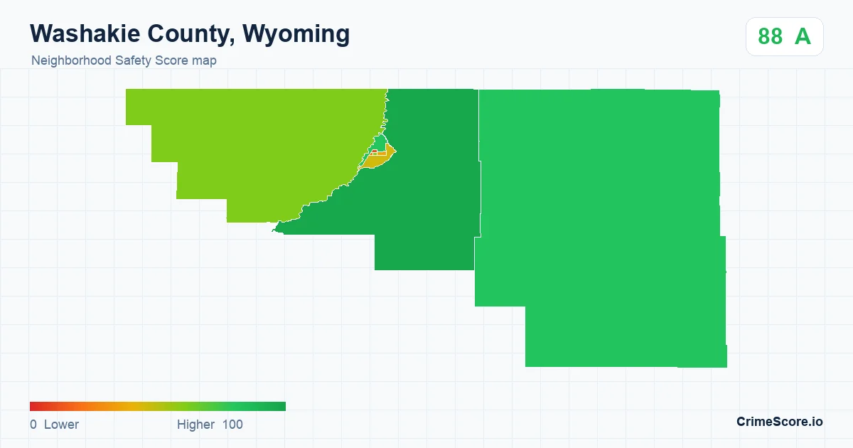 Washakie County, Wyoming neighborhood Safety Score map by Census block group
