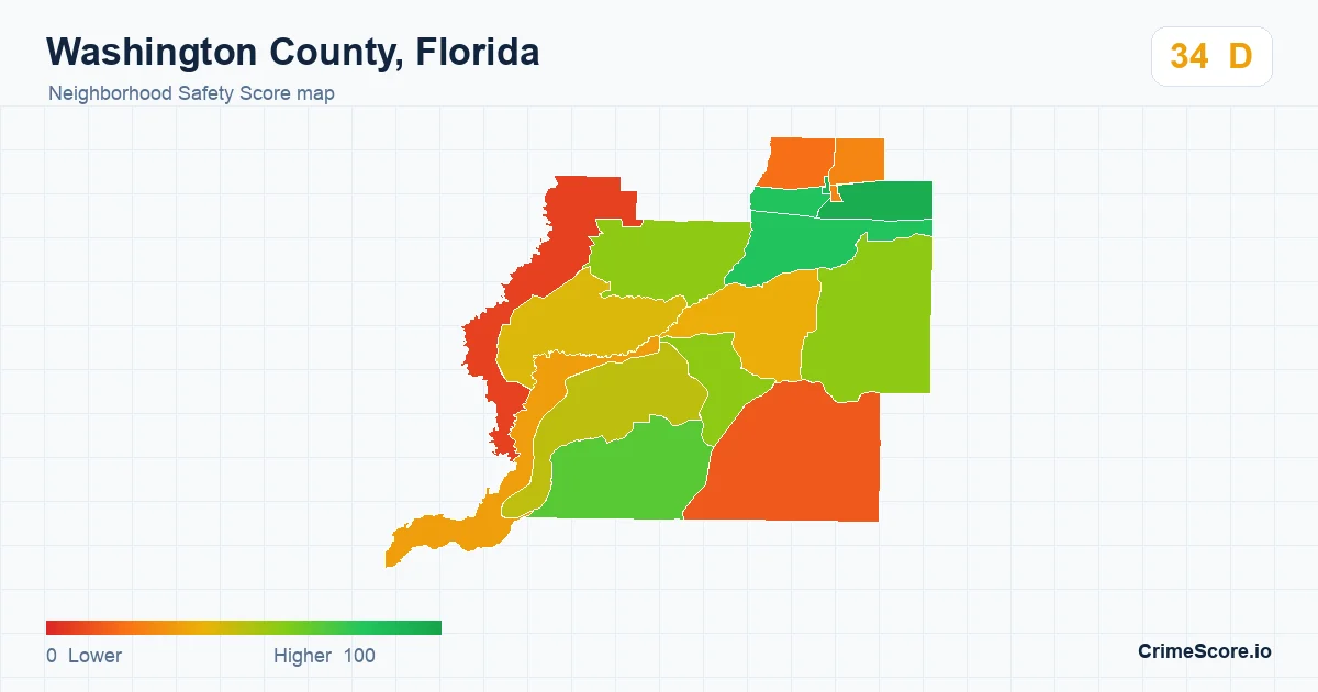 Washington County, Florida neighborhood Safety Score map by Census block group