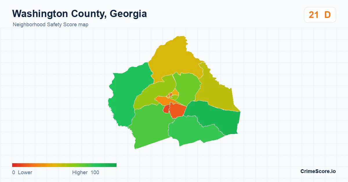Washington County, Georgia neighborhood Safety Score map by Census block group