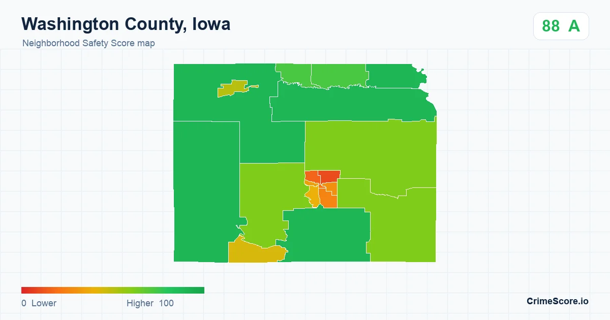 Washington County, Iowa neighborhood Safety Score map by Census block group
