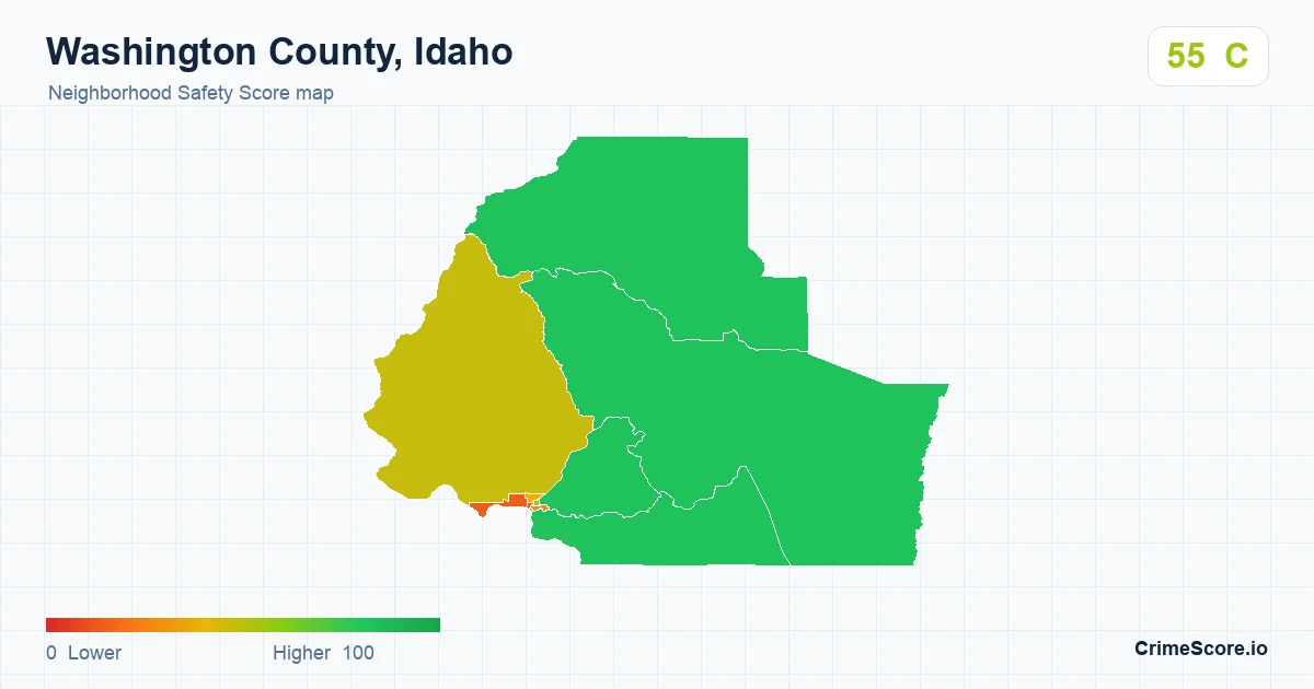 Washington County, Idaho neighborhood Safety Score map by Census block group
