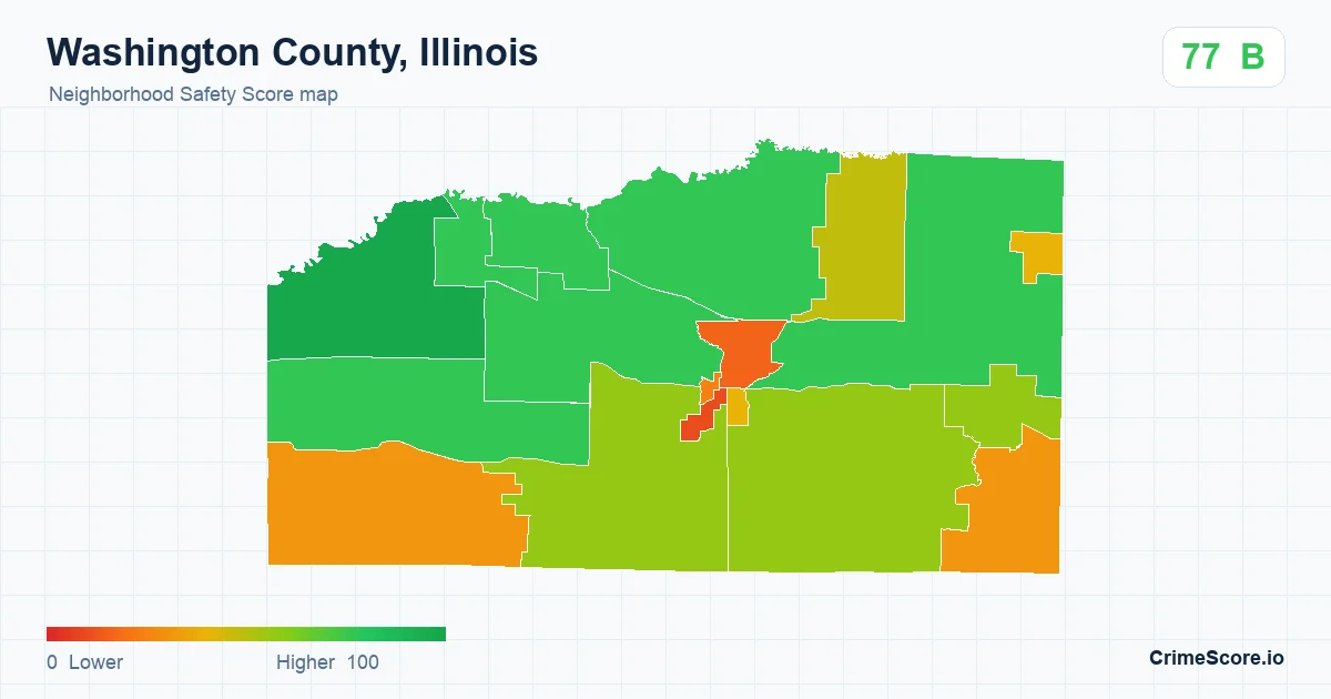 Washington County, Illinois neighborhood Safety Score map by Census block group