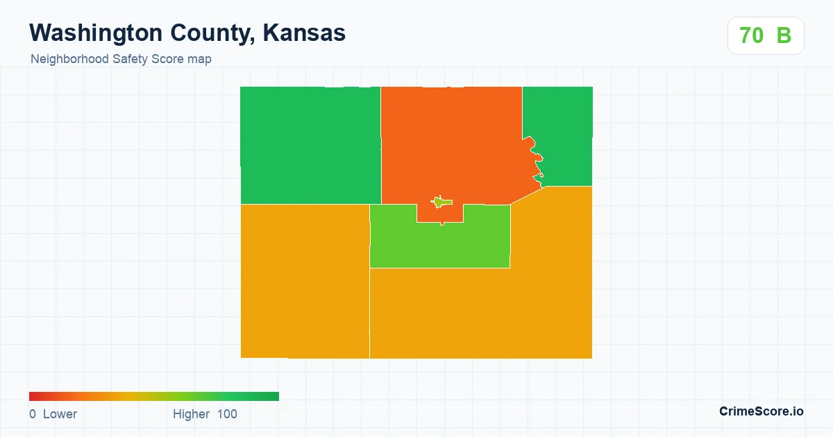 Washington County, Kansas neighborhood Safety Score map by Census block group