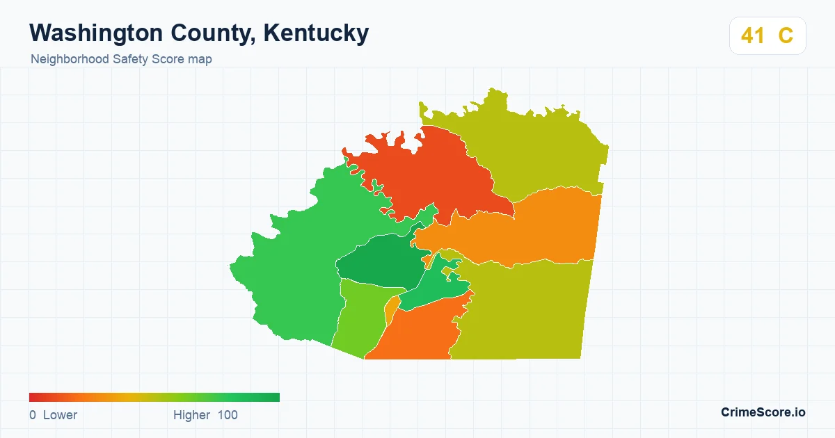 Washington County, Kentucky neighborhood Safety Score map by Census block group